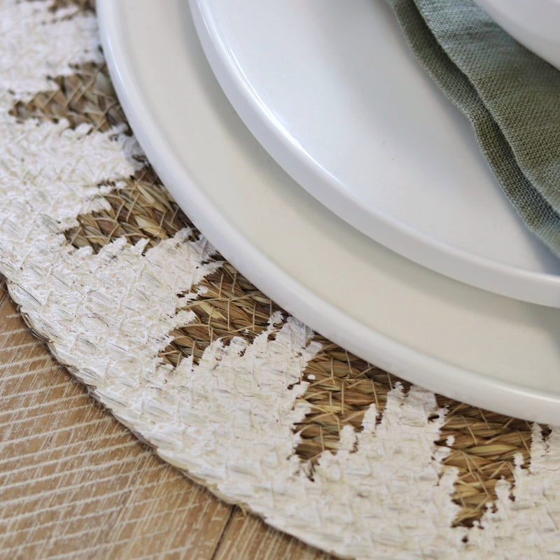 Seagrass Placemat with White Design Edge - Set of 4