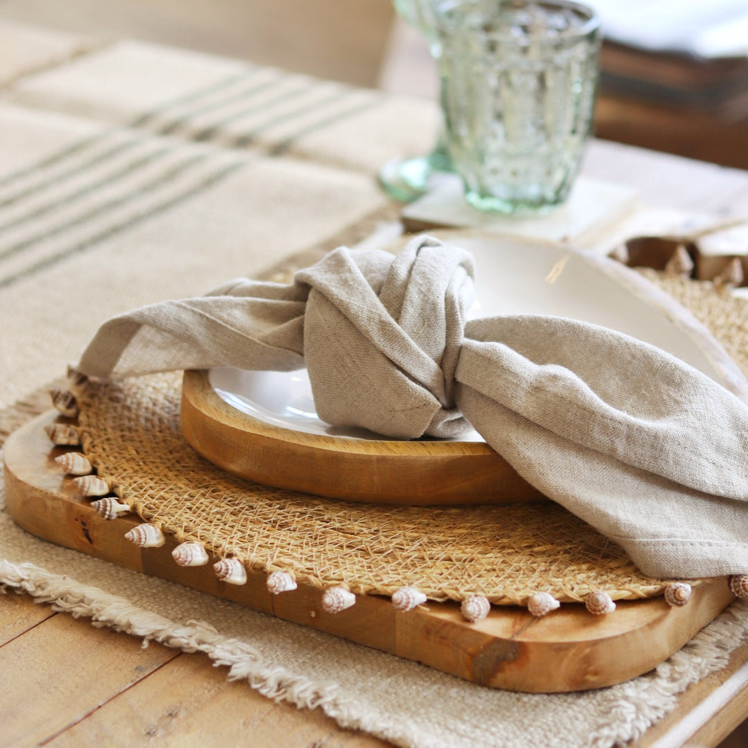 Seagrass Placemat with Shell Edge - Set of Four