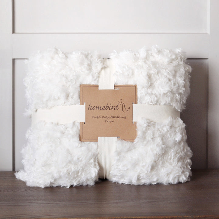 Shirley Shearling Faux Fur Throw - Winter White