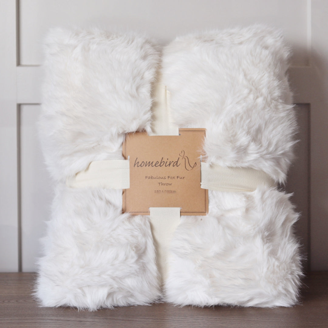 Foxy Faux Fur Throw - Winter White