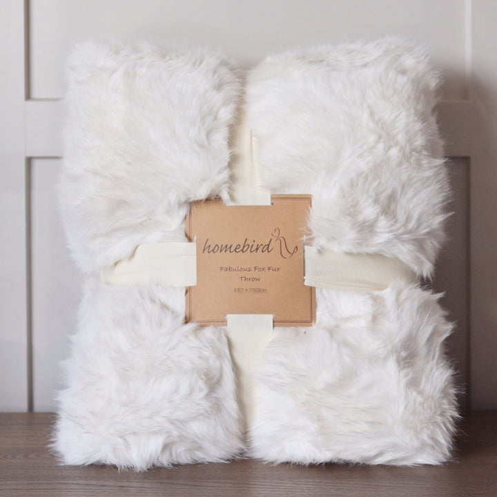 Foxy Faux Fur Throw - Winter White