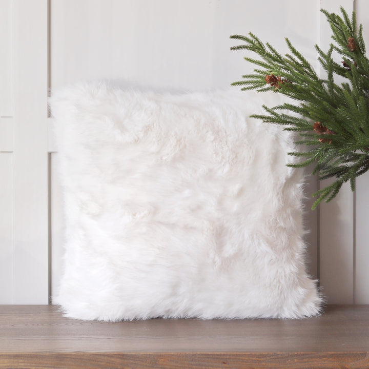 Foxy Faux Fur Cushion - Winter White