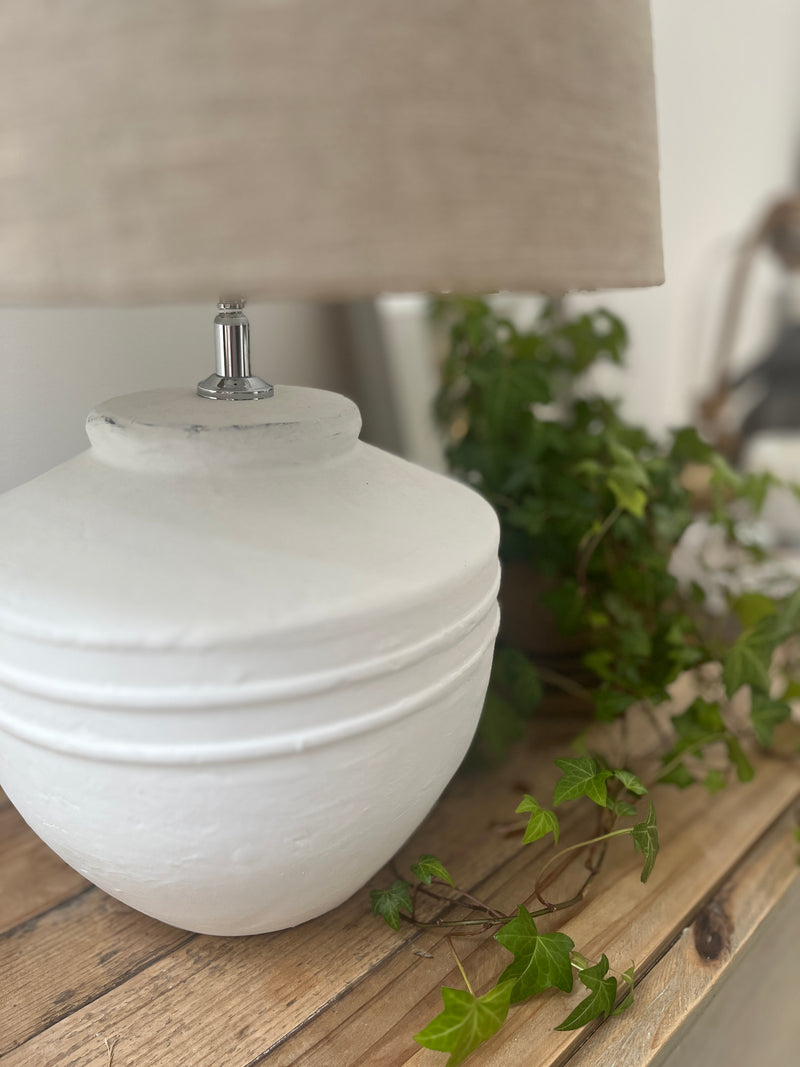 Tara White Glazed Lamp Base