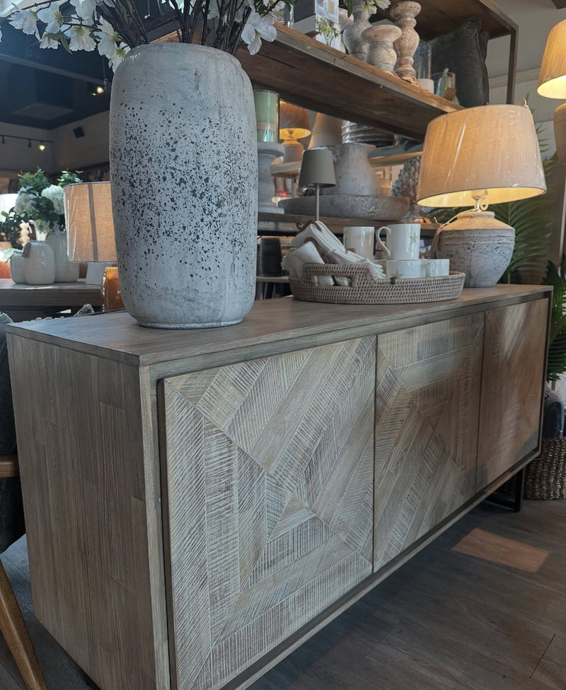 Macey Acacia Wood Three Door Sideboard