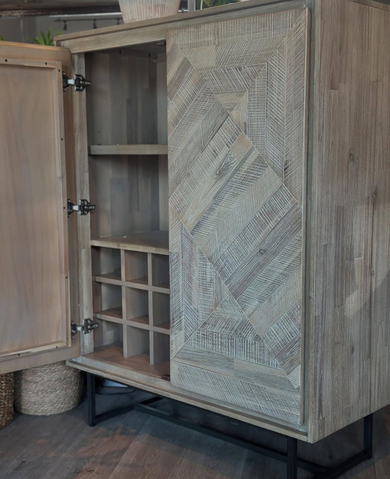 Macey Acacia Wood Bar Cabinet