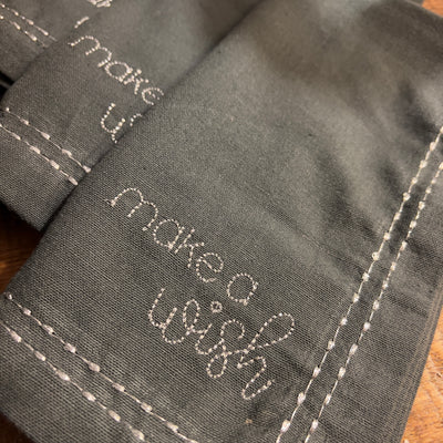 'Make a Wish' Embroidered Napkin - Charcoal