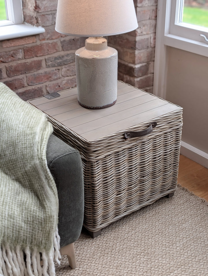 Maine Rattan Storage Side Table