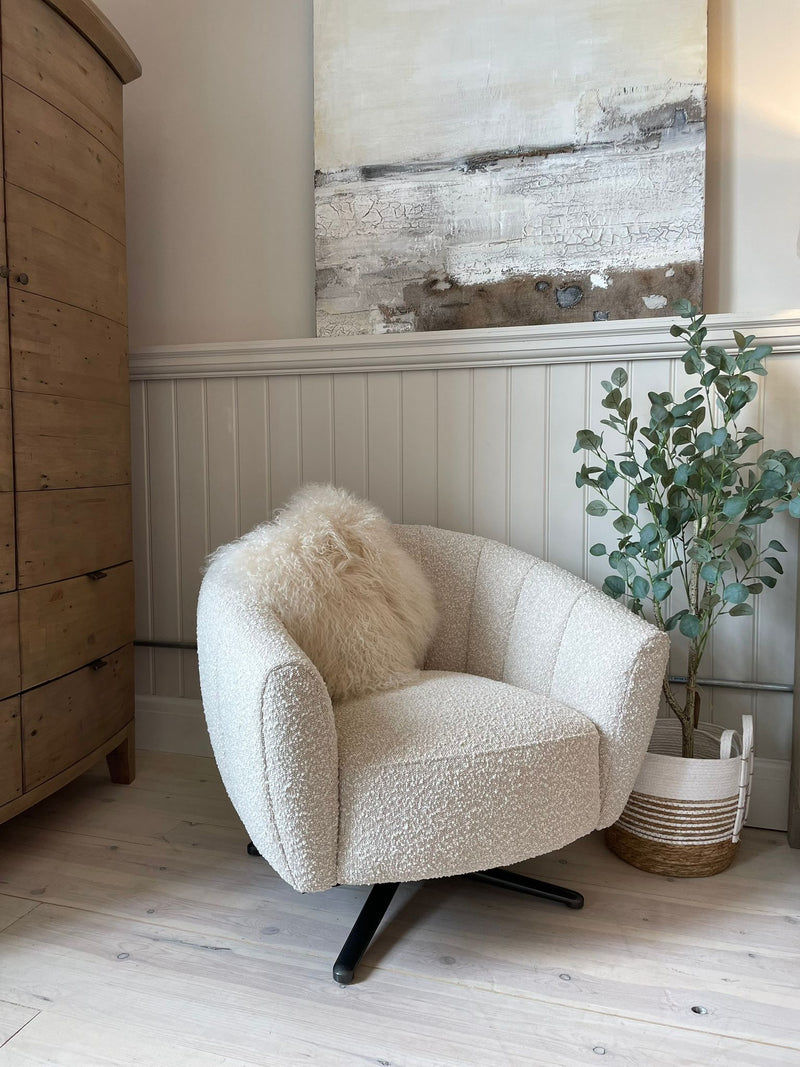 Swivel Chair - Cream Boucle