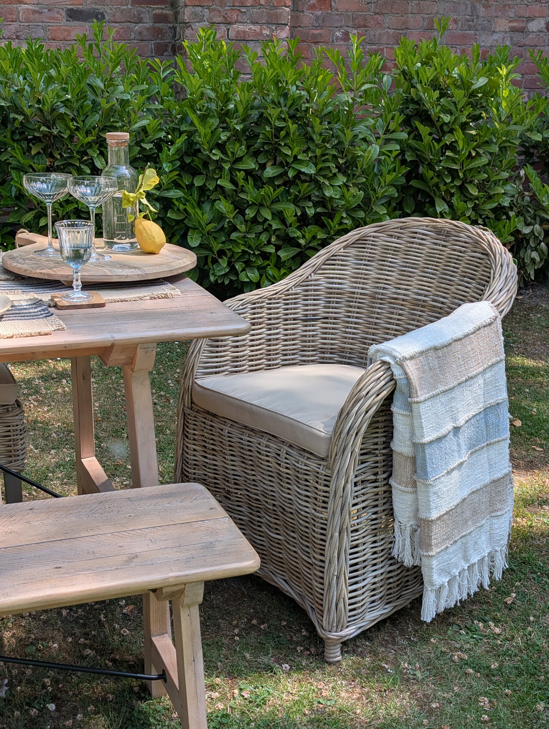 Maine Grey Wash Rattan Armchair