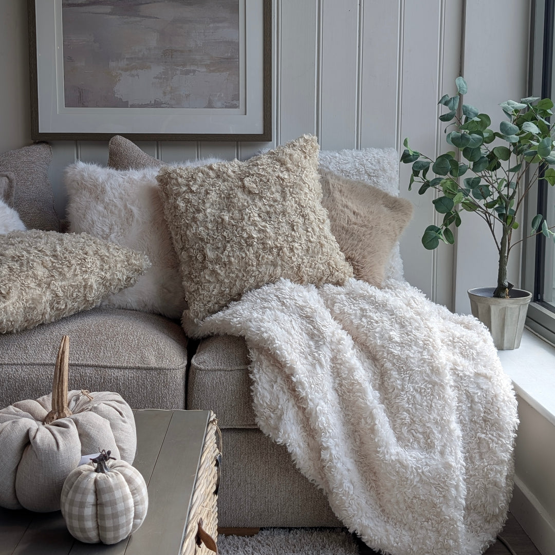 Shirley Shearling Faux Fur Throw - Winter White