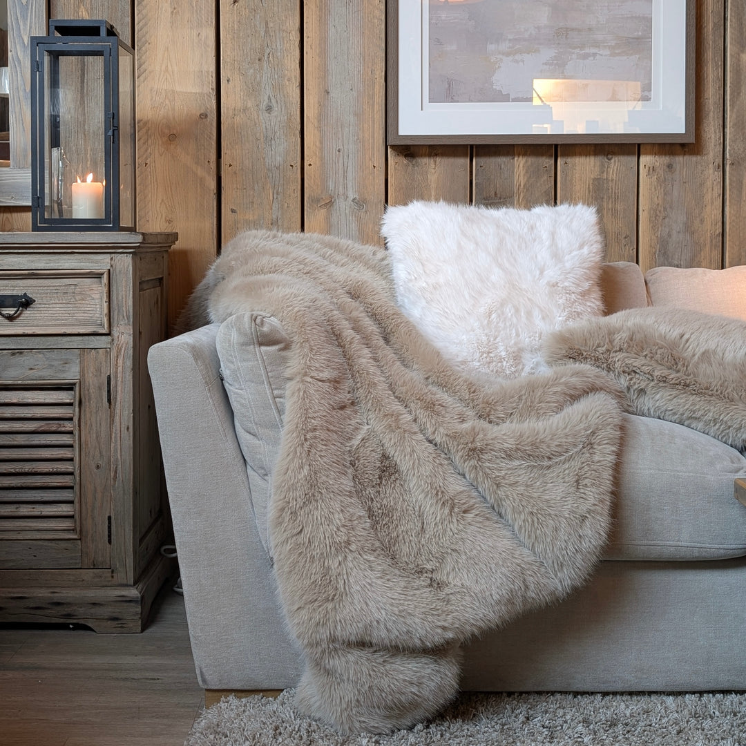 Foxy Faux Fur Throw - Mink