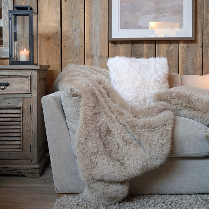 Foxy Faux Fur Throw - Mink
