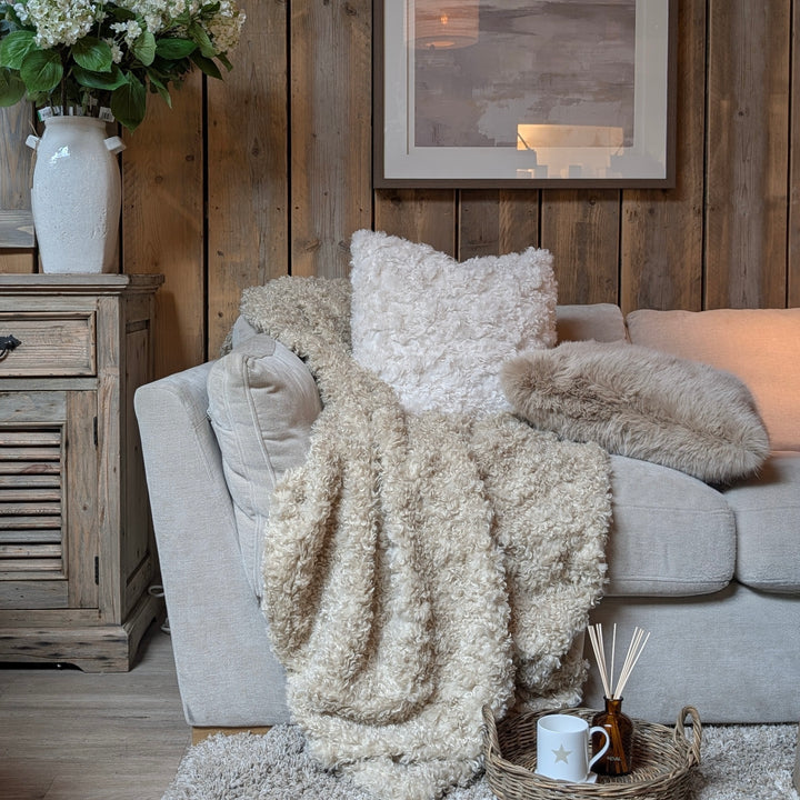 Shirley Shearling Faux Fur Throw - Mink