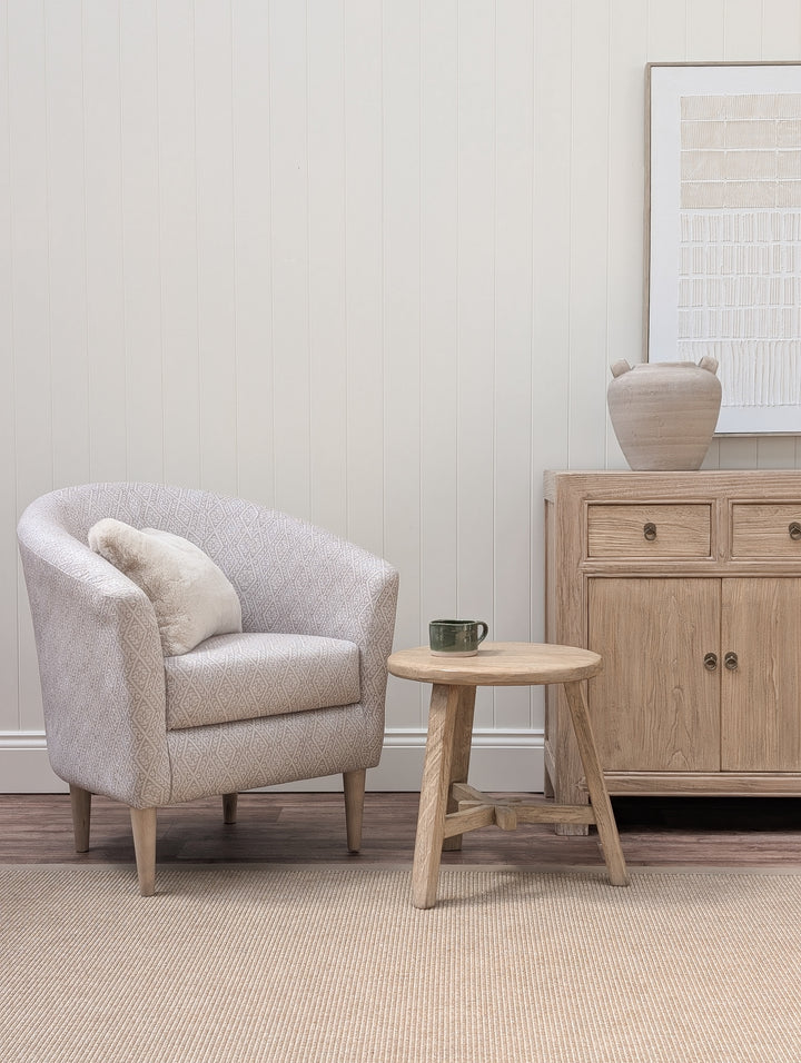 Tubby Tub Chair - Printed Diamond Natural