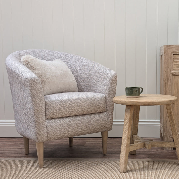 Tubby Tub Chair - Printed Diamond Natural