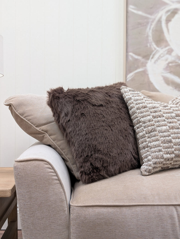 Foxy Faux Fur Cushion - Chocolate Brown