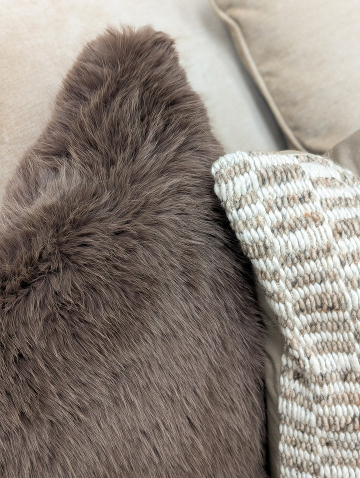 Foxy Faux Fur Cushion - Chocolate Brown