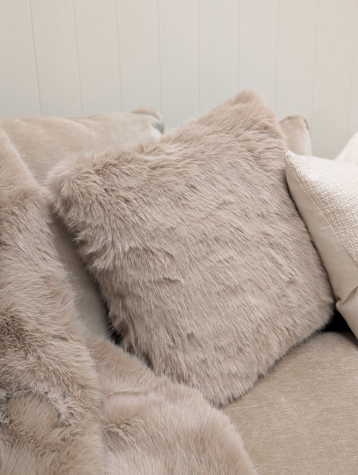 Foxy Faux Fur Cushion - Mink