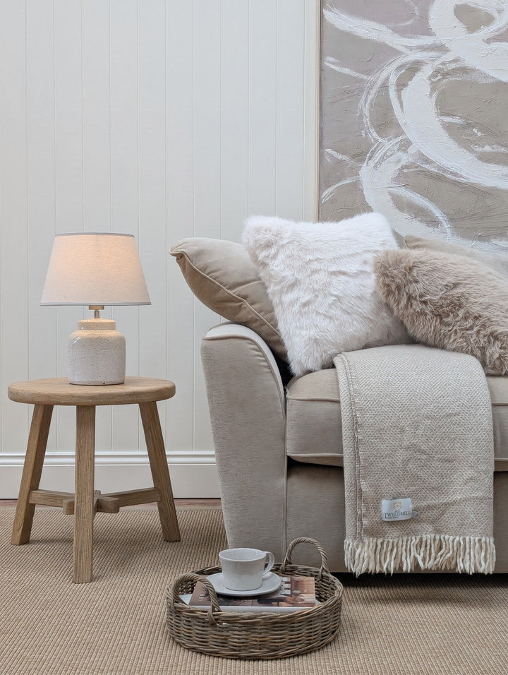 Foxy Faux Fur Cushion - Winter White