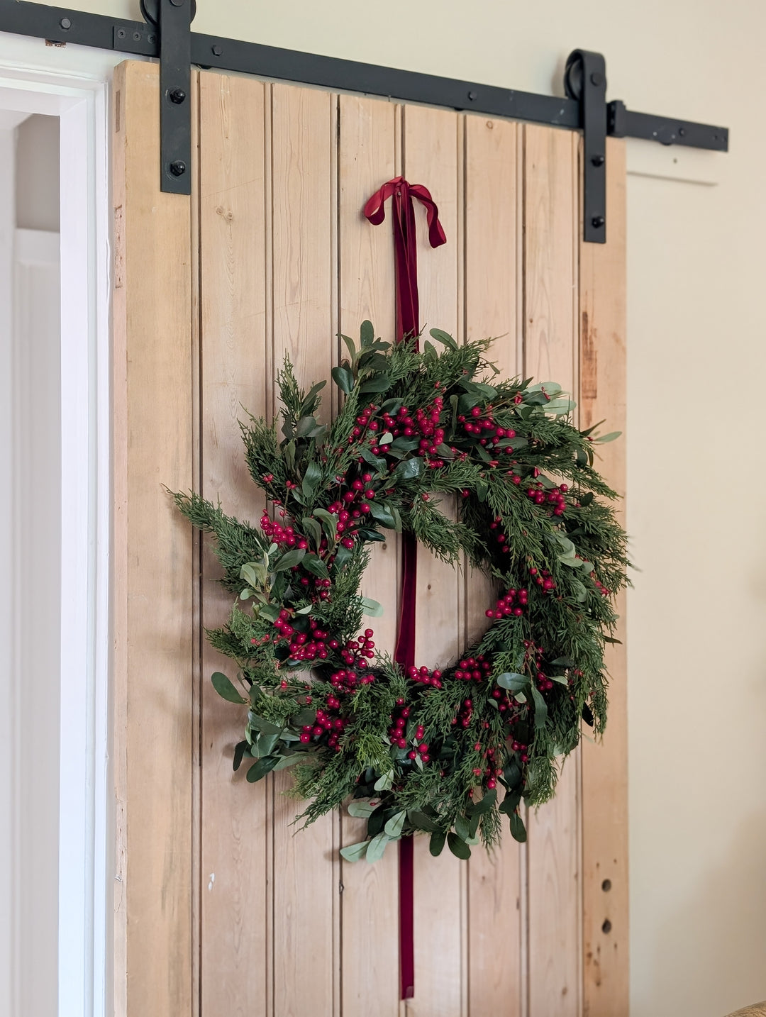 Olive Leaf and Red Berry Wreath Large