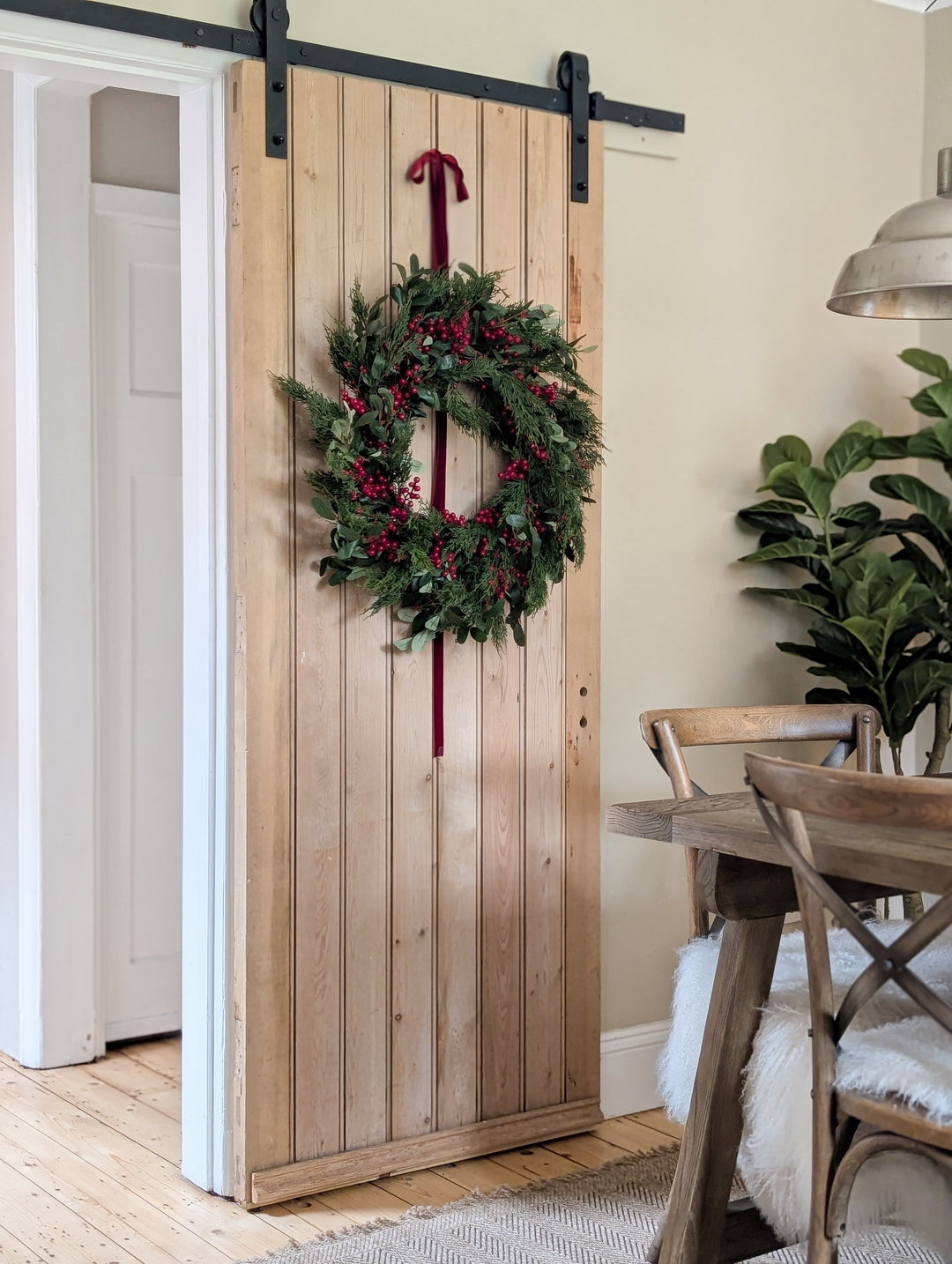 Olive Leaf and Red Berry Wreath Large