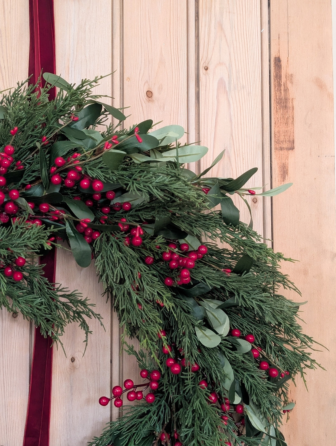 Olive Leaf and Red Berry Wreath Large