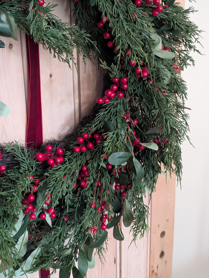 Olive Leaf and Red Berry Wreath Large