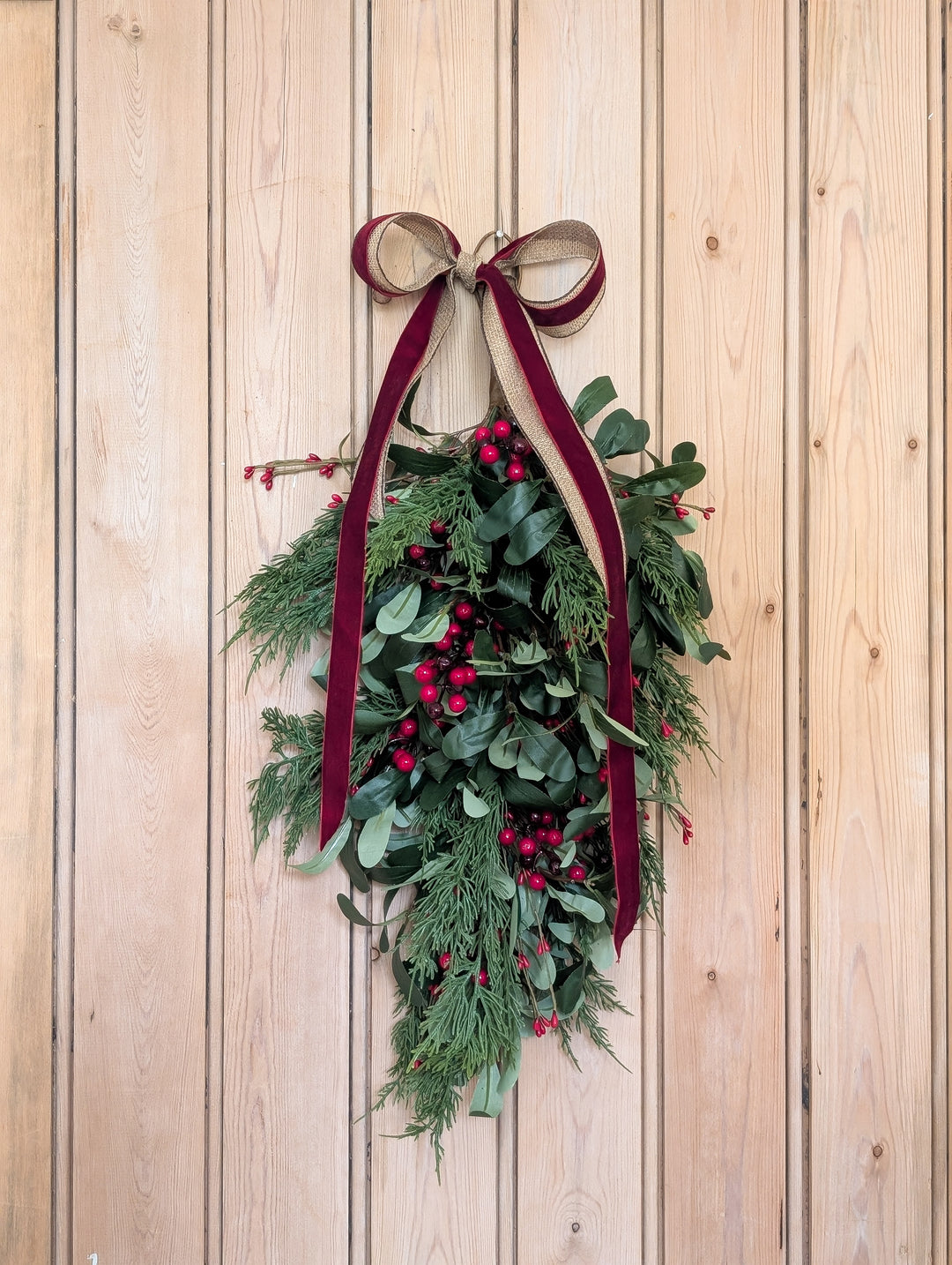 Olive Leaf &amp; Red Berry Hanging Swag