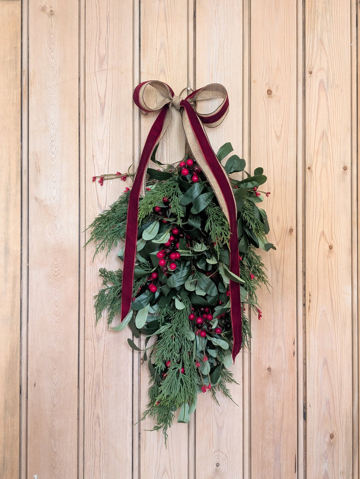 Olive Leaf &amp; Red Berry Hanging Swag