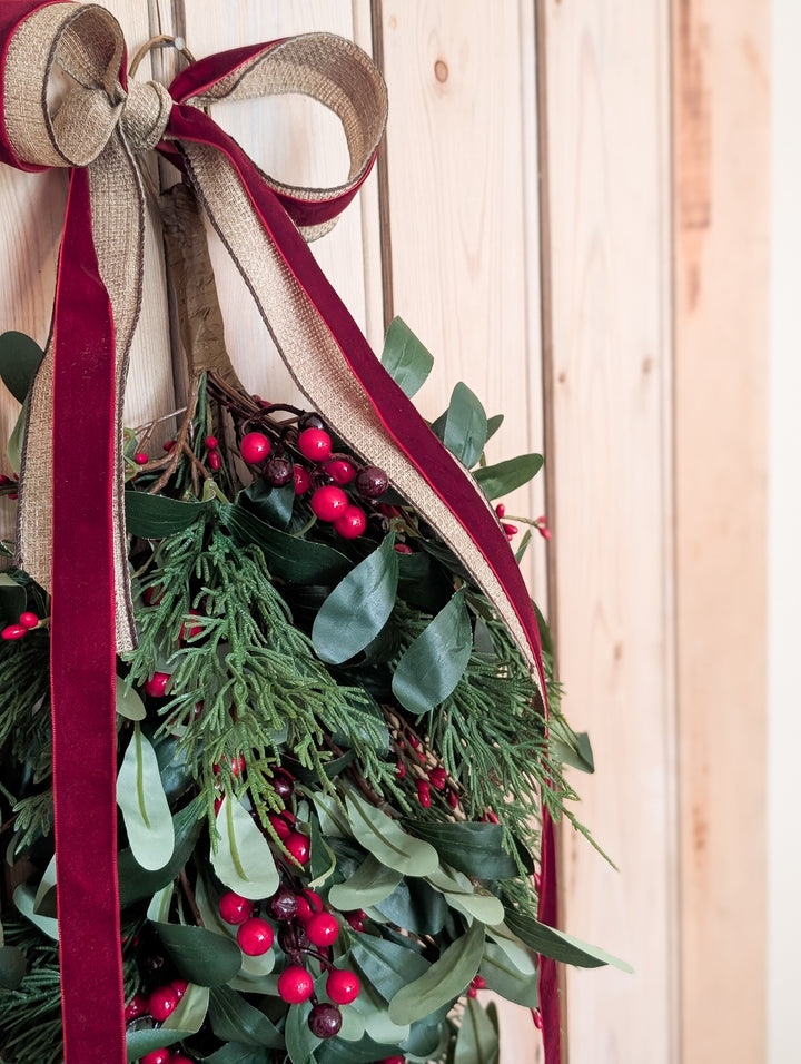 Olive Leaf &amp; Red Berry Hanging Swag