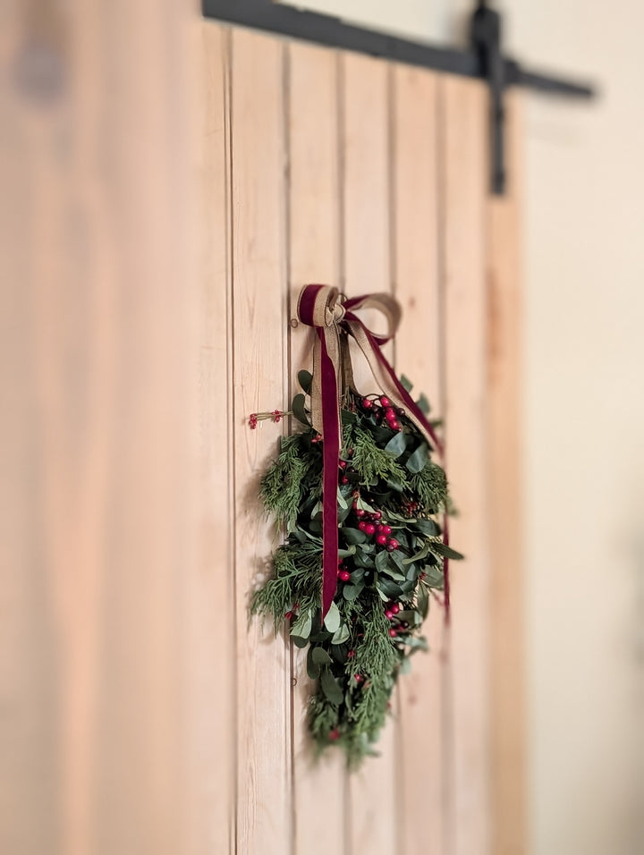 Olive Leaf &amp; Red Berry Hanging Swag