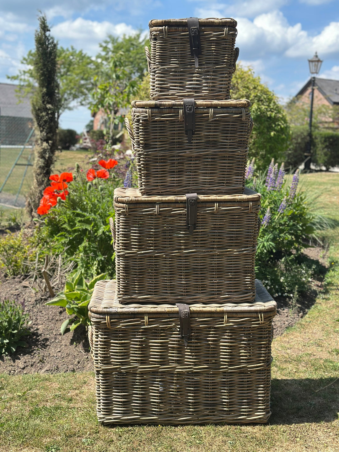 Maine Rattan Leather Strap Trunk