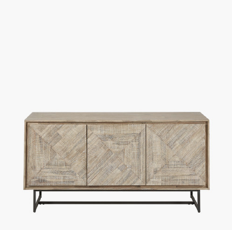 Macey Acacia Wood Three Door Sideboard