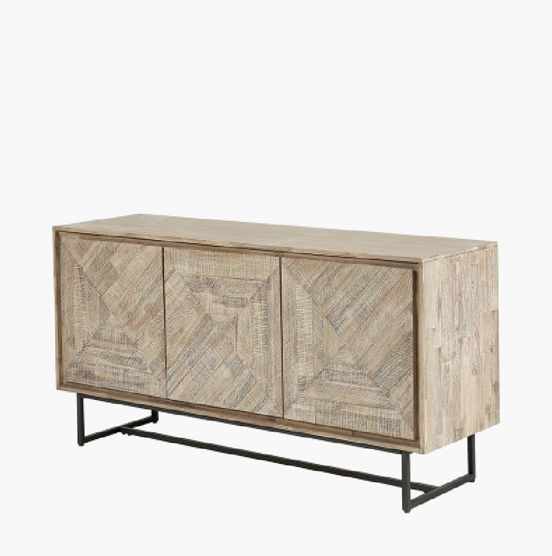 Macey Acacia Wood Three Door Sideboard