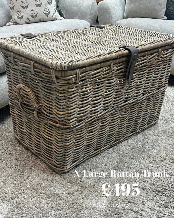 Maine Rattan Leather Strap Trunk