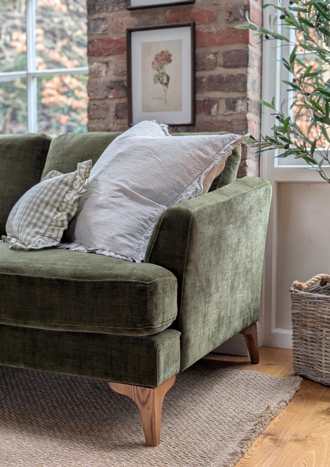 Charlie Three Seat Chaise Sofa Left - Forest Green