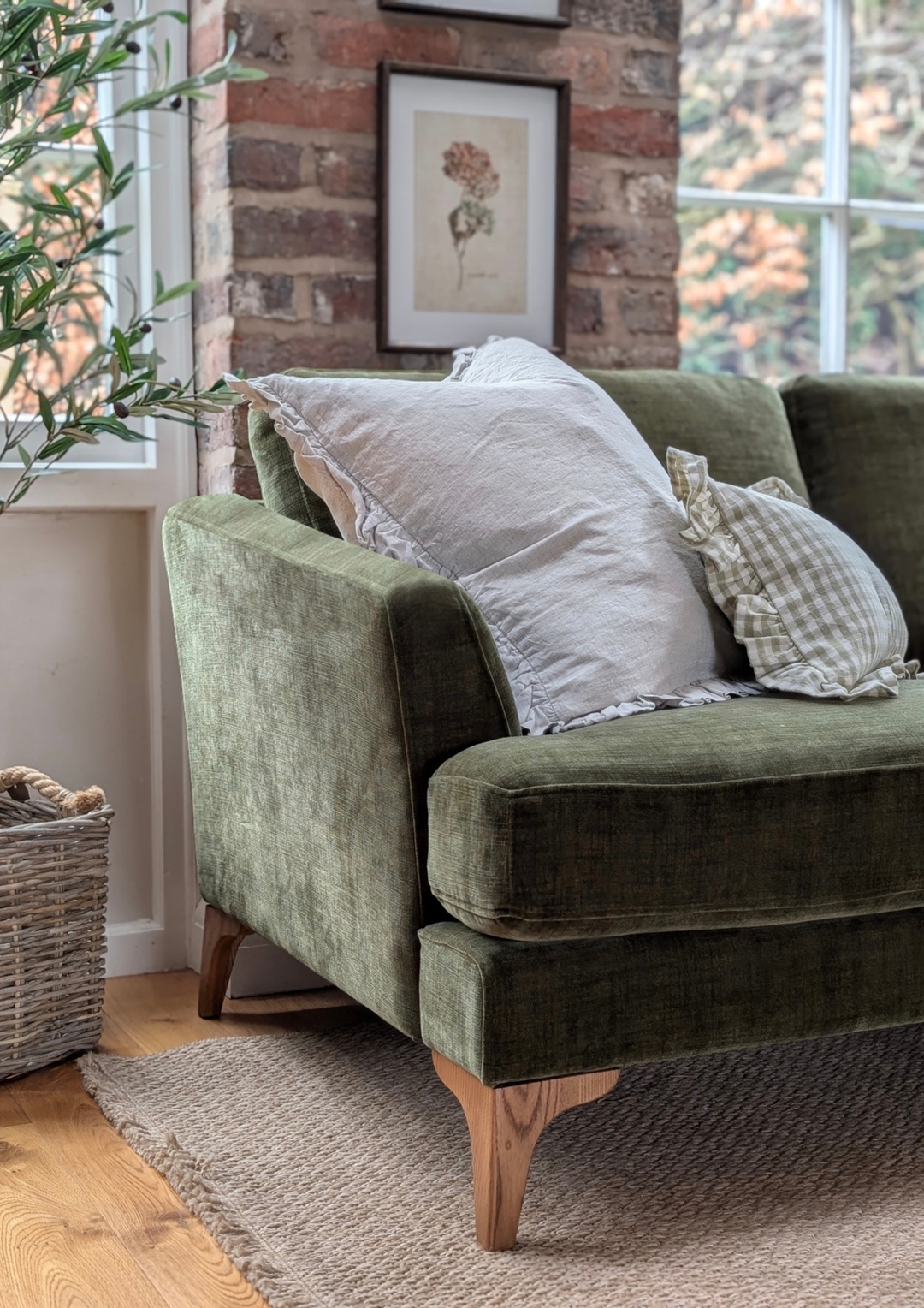 Charlie Three Seat Chaise Sofa Right - Forest Green