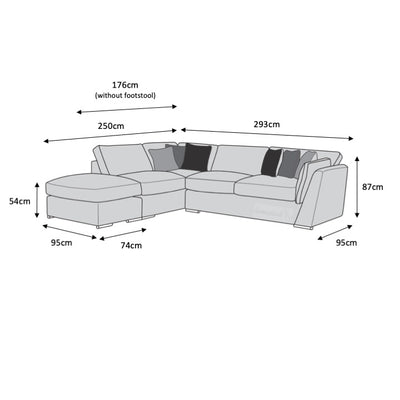 Luxe Left-Facing Corner Chaise with Footstool